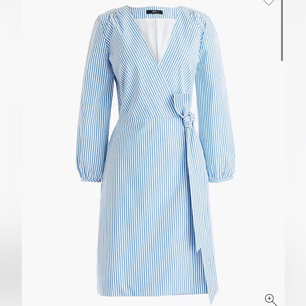 J.Crew wrap dress in striped cottton poplin size 12Tall Blue/white lined